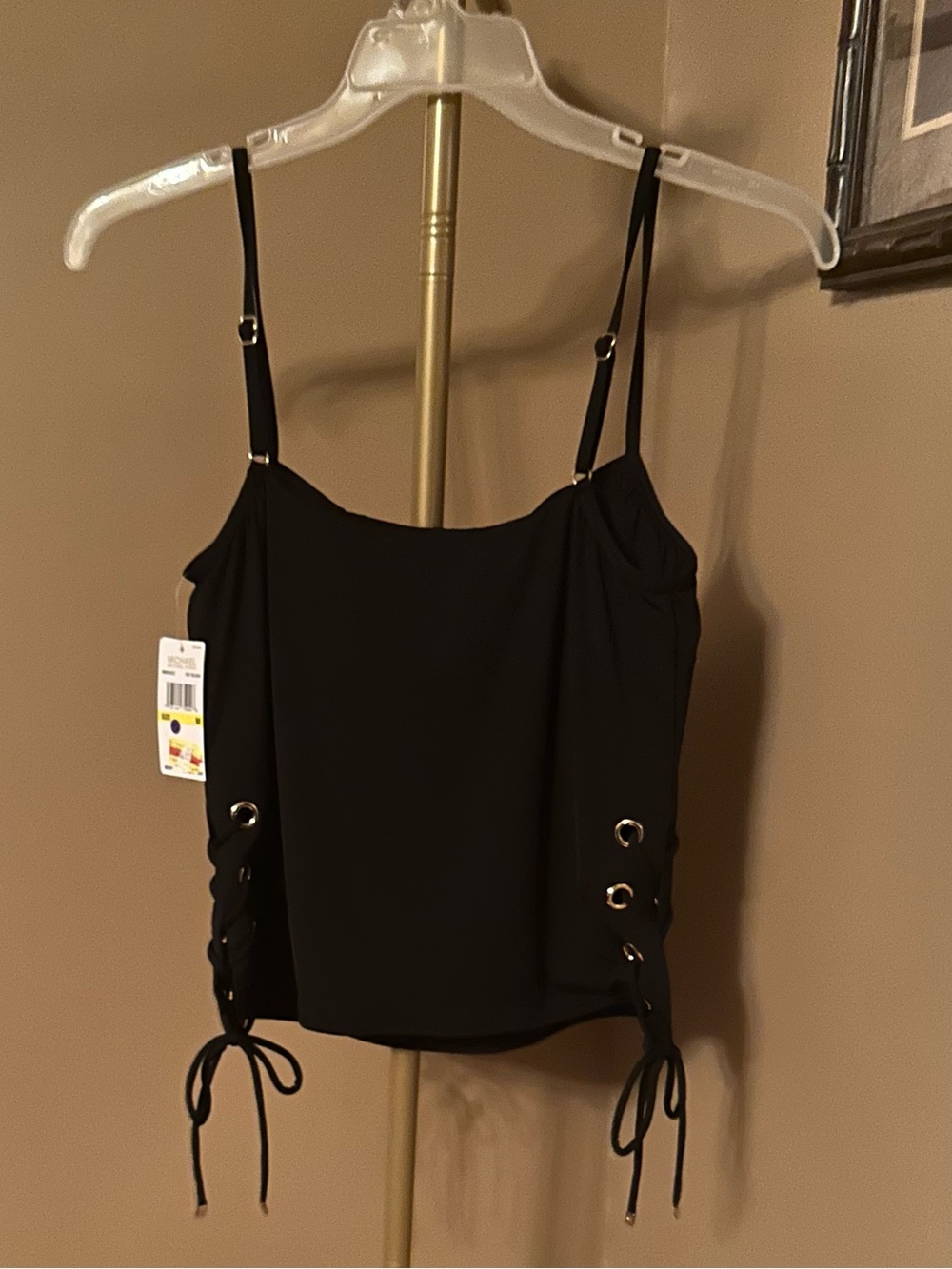 MICHAEL Michael Kors Black Lace-Up Bikini Tankini Top